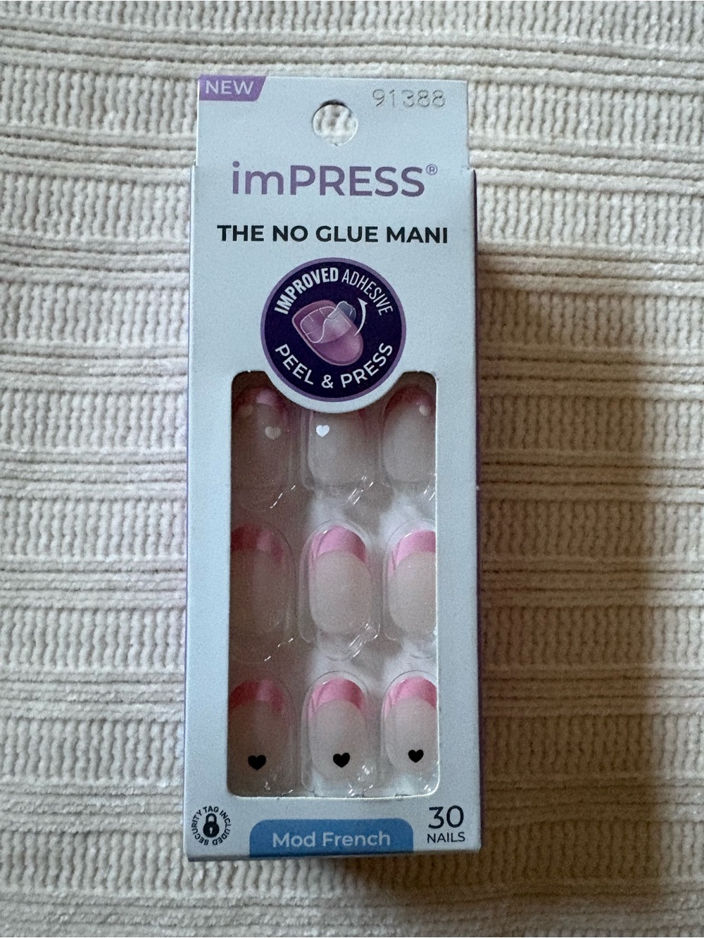 imPRESS Pink Tip Mod French Press-On Nails with Heart Accents
